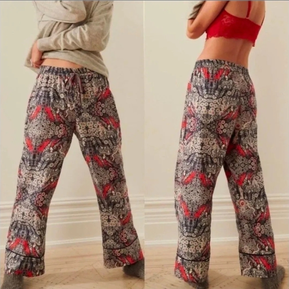 Anthropologie Florence Balducci Menagerie Flannel Sleep Pants Medium Floral - Picture 1 of 11